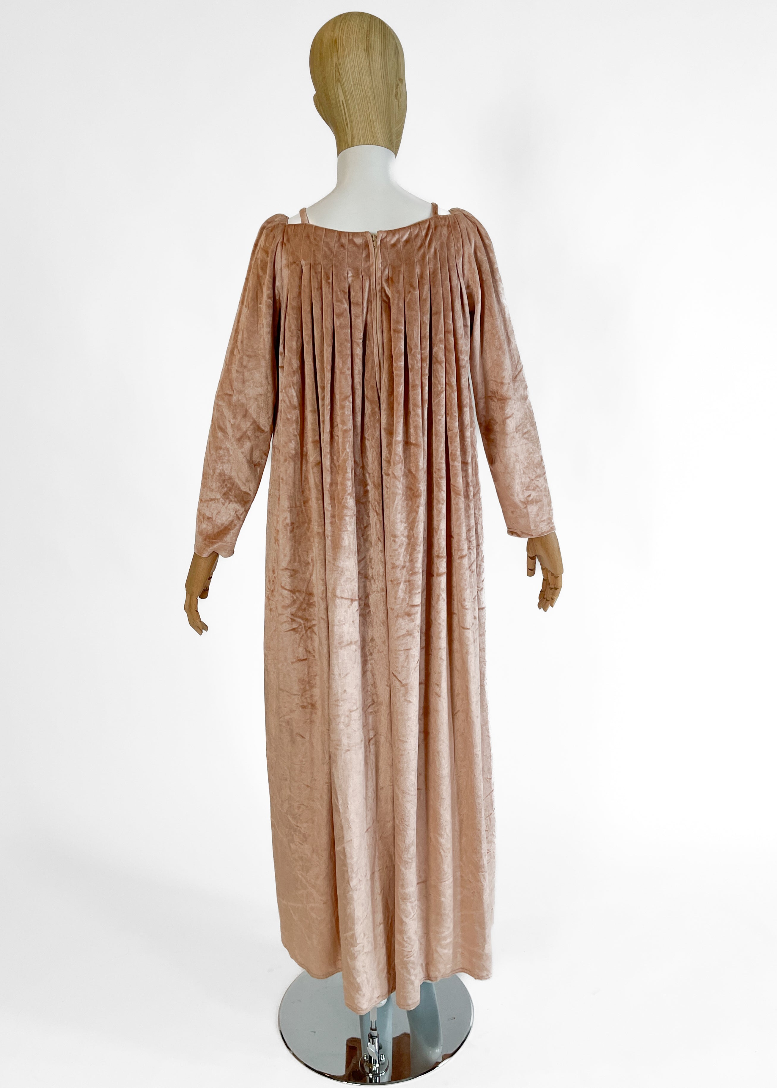 1970s Jean Varon Blush Velvet Dress