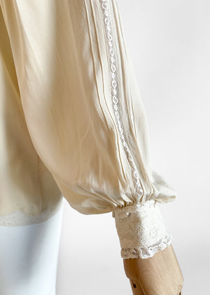 1970s Marisa Martin Silk and Lace Blouse