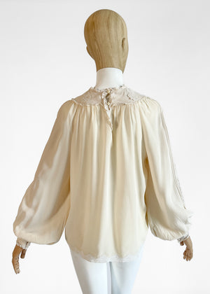 1970s Marisa Martin Silk and Lace Blouse