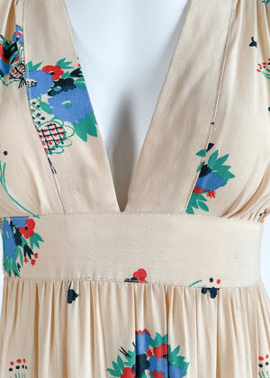 1970s Ossie Clark Floral Crepe Dress Celia Birtwell Print