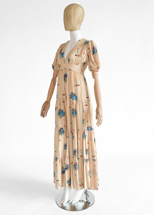 1970s Ossie Clark Floral Crepe Dress Celia Birtwell Print