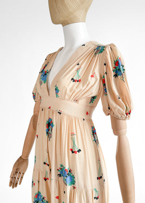 1970s Ossie Clark Floral Crepe Dress Celia Birtwell Print