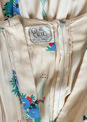 1970s Ossie Clark Floral Crepe Dress Celia Birtwell Print