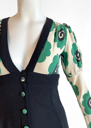 1970s Ossie Clark Moss Crepe Dress