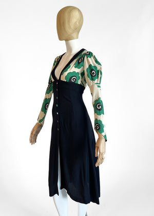 1970s Ossie Clark Moss Crepe Dress