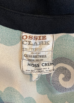 1970s Ossie Clark Moss Crepe Dress