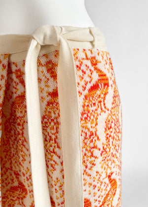 1970s Spaghetti London Peacock Knit Wrap Skirt