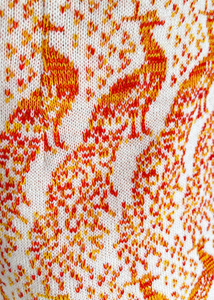 1970s Spaghetti London Peacock Knit Wrap Skirt