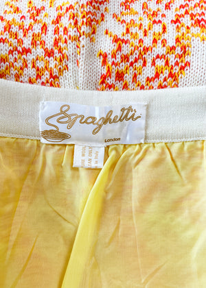 1970s Spaghetti London Peacock Knit Wrap Skirt