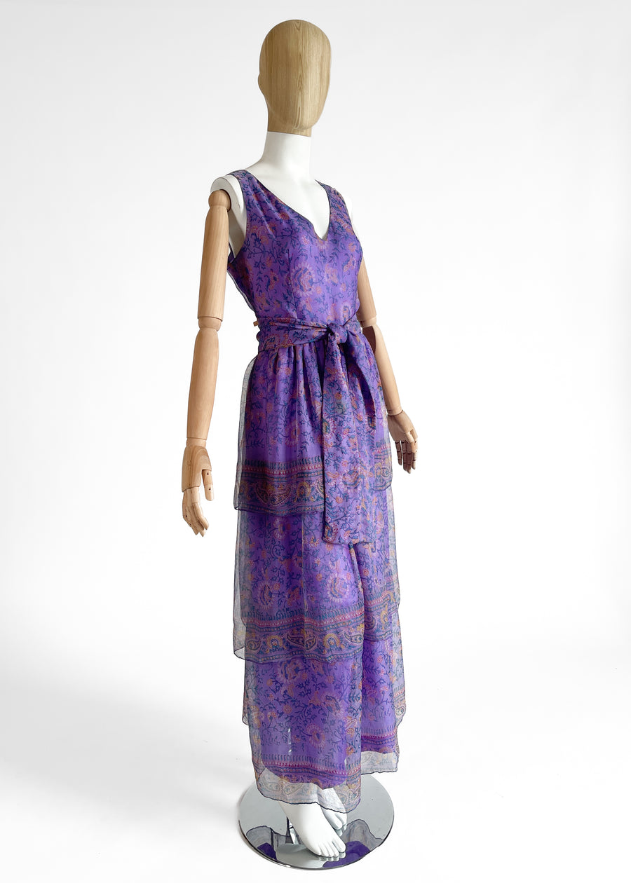 1970s Treacy Lowe Tissue Silk Dress