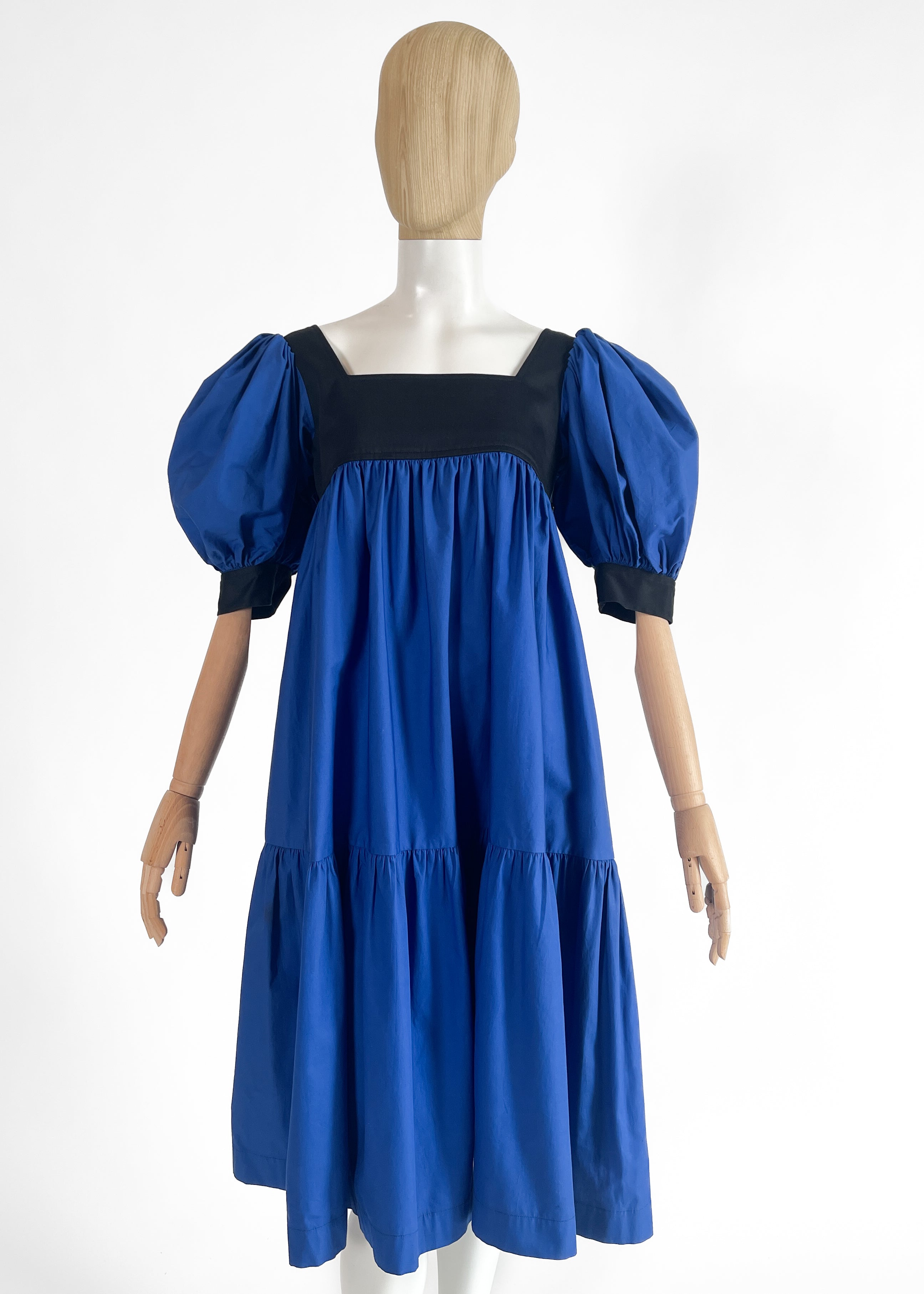 Vintage YSL Rive Gauche Blue Color Block Dress, 1970s, Made in France