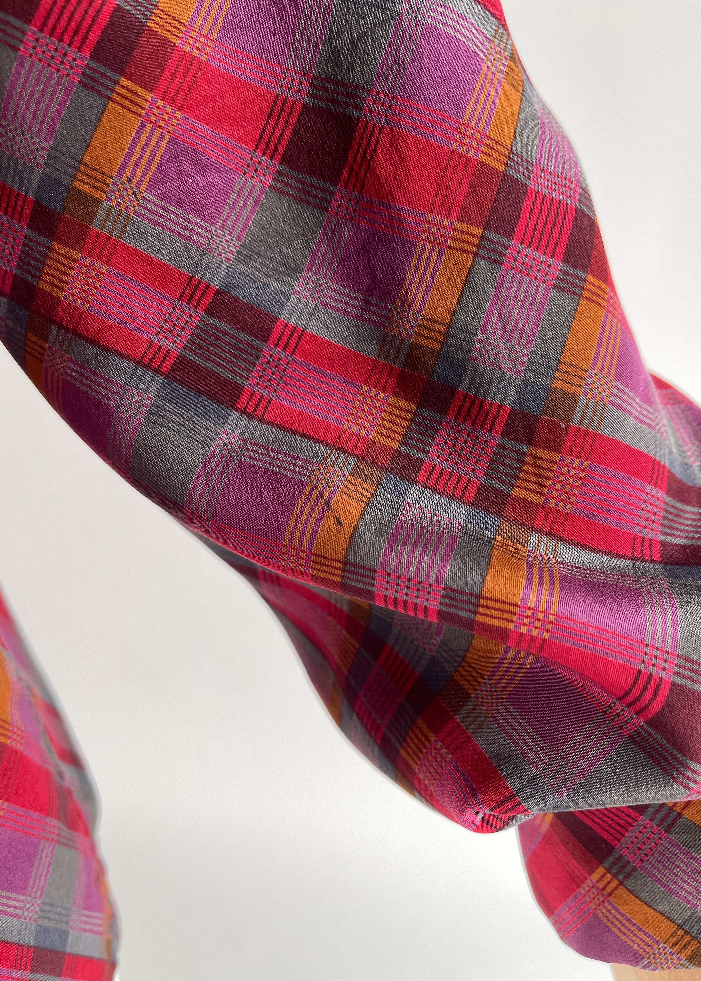 Vintage Yves Saint Laurent Plaid Silk Blouse