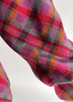 Vintage Yves Saint Laurent Plaid Silk Blouse