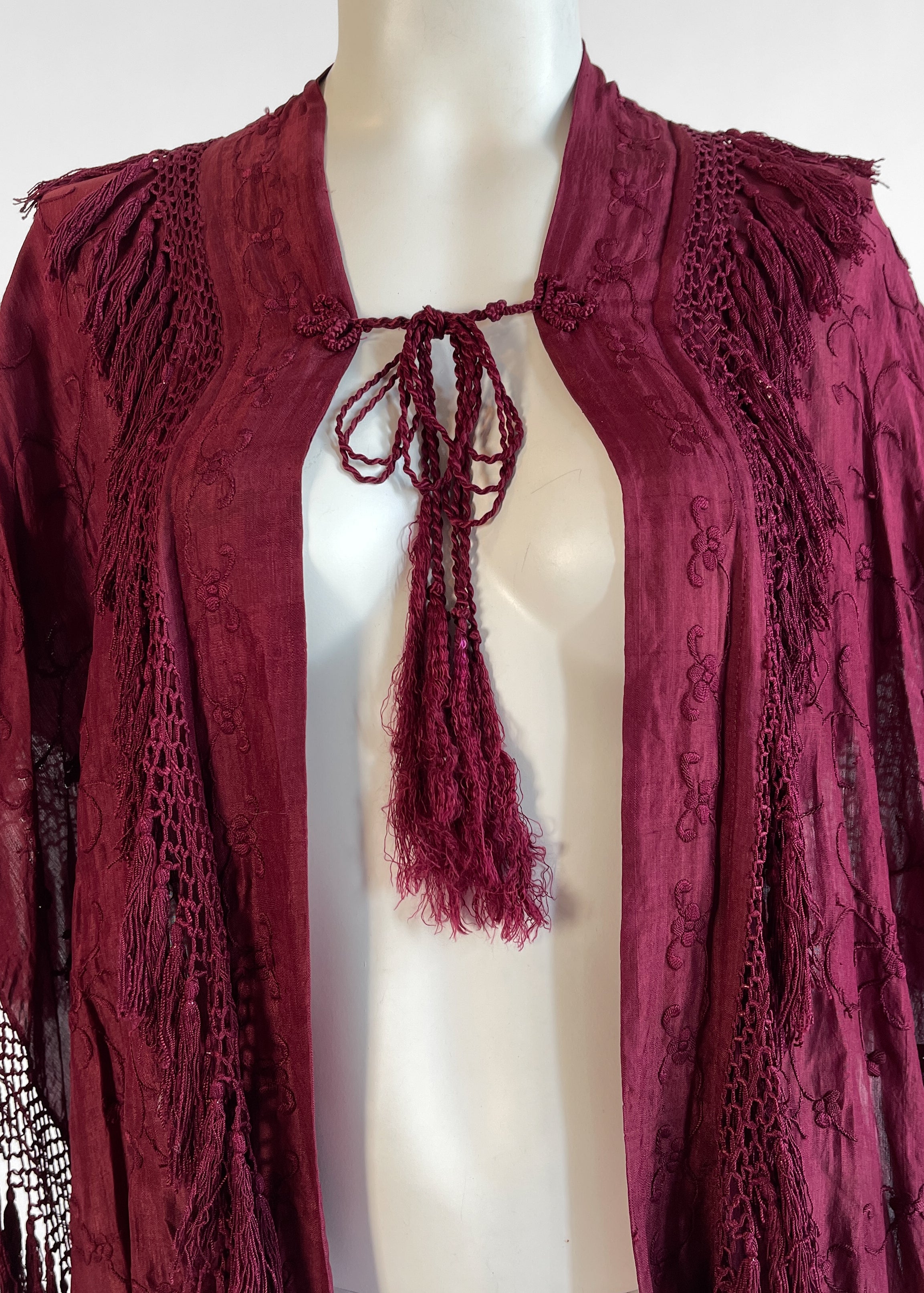1920s Embroidered Cape with Fringe