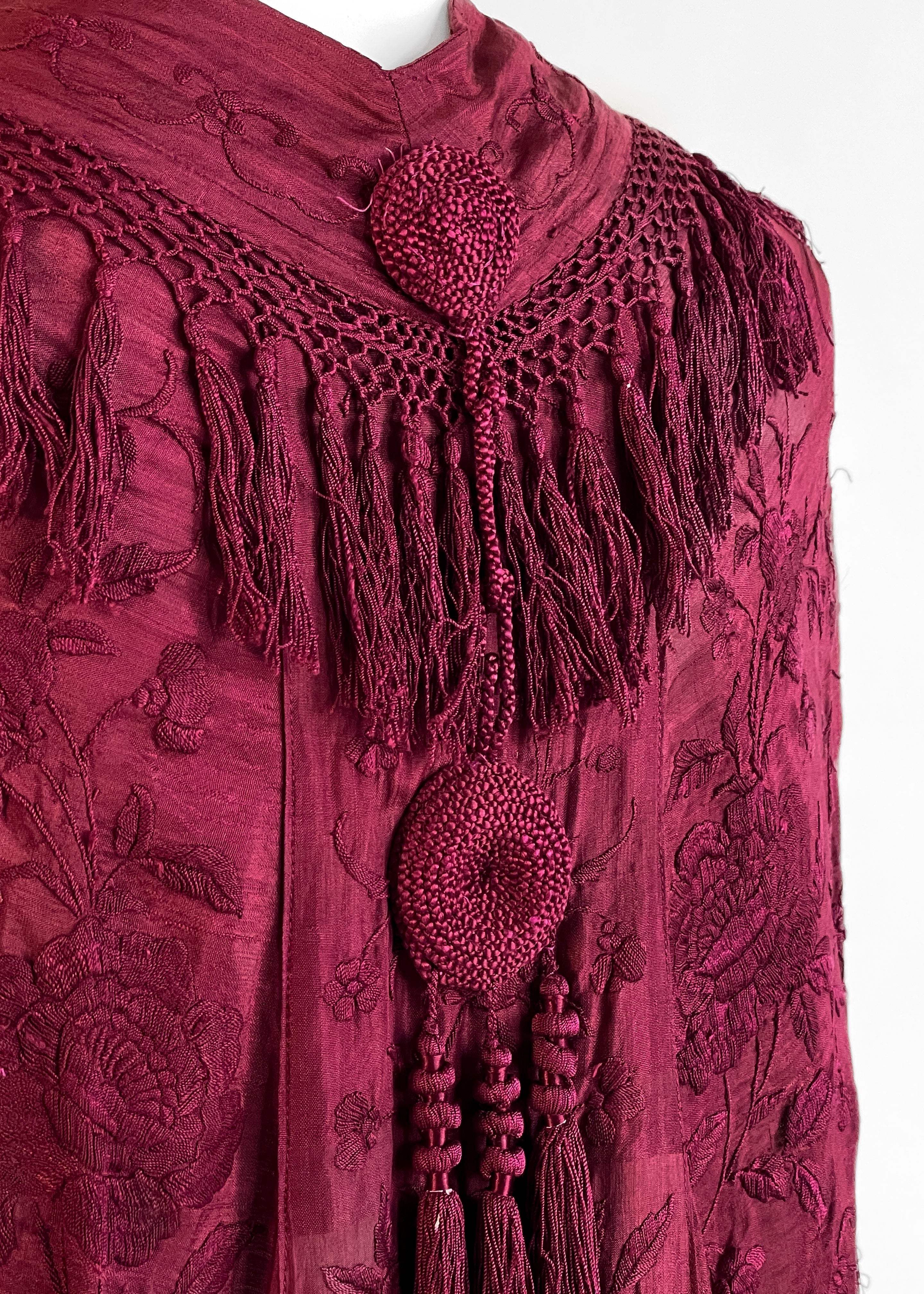 1920s Embroidered Cape with Fringe