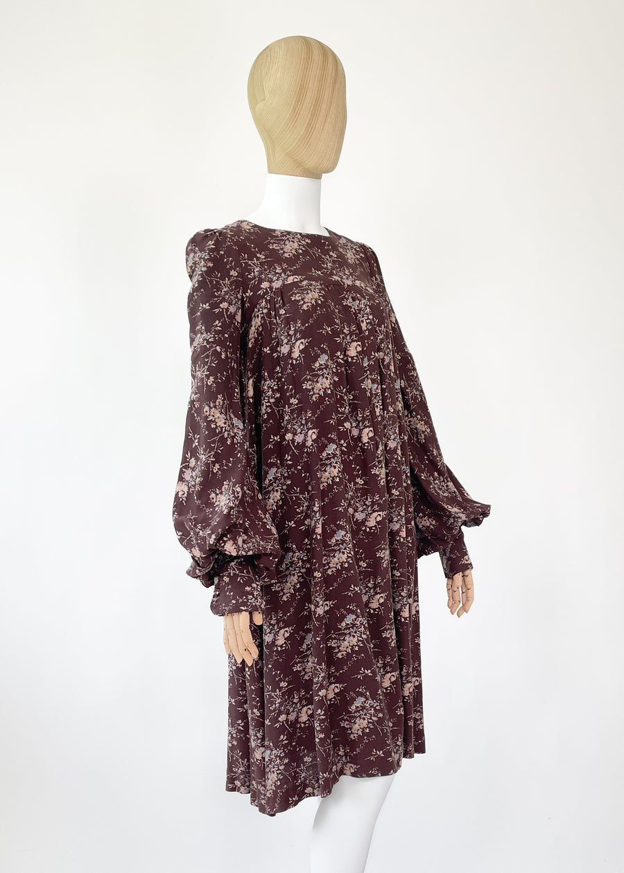 1960s Biba Floral Dress with Matching Apron