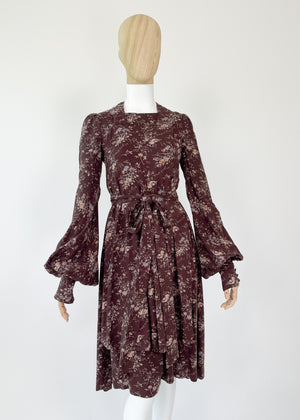 1960s Biba Floral Dress with Matching Apron