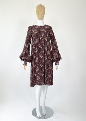 1960s Biba Floral Dress with Matching Apron