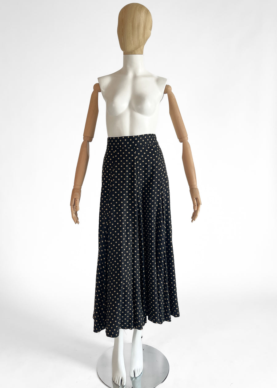 1970s BIBA Polka Dot Jersey Skirt