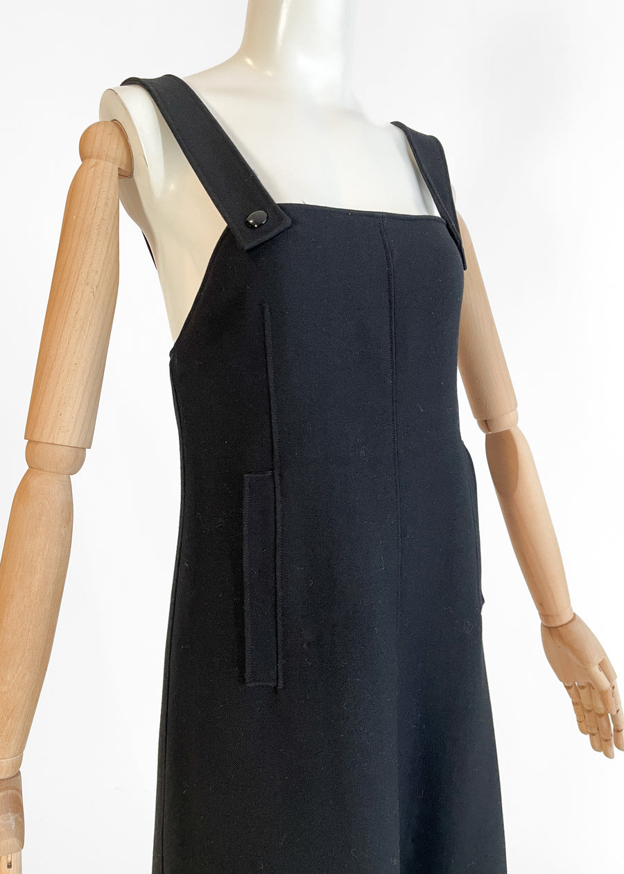 1970s Courreges Wool Pinafore Dress