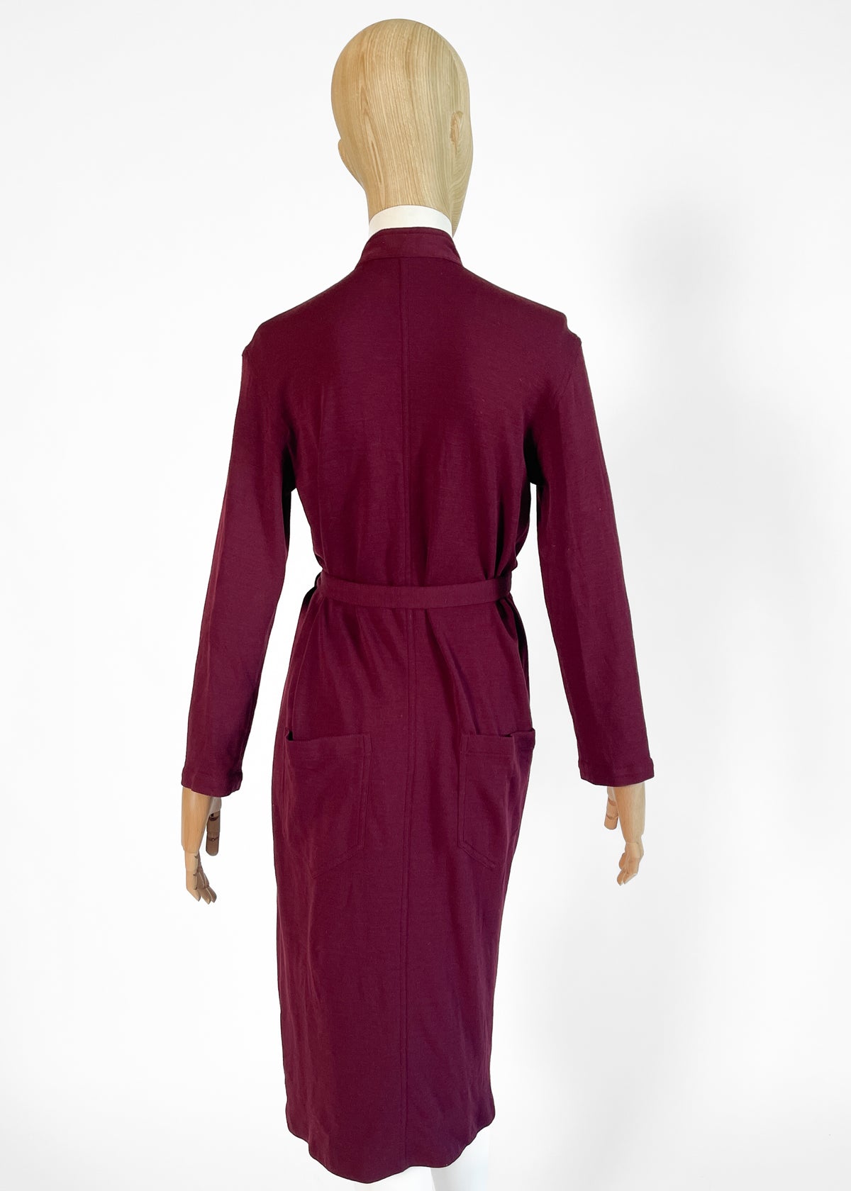 Vintage 1970s Issey Miyake Burgundy Wool Wrap Dress