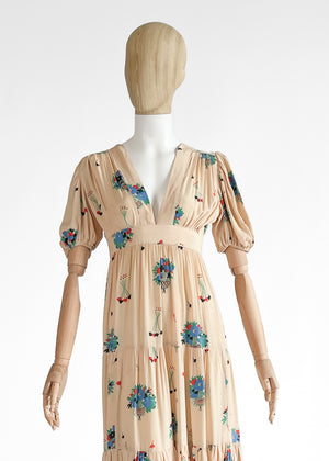 1970s Ossie Clark Floral Crepe Dress Celia Birtwell Print