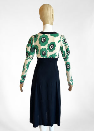 1970s Ossie Clark Moss Crepe Dress
