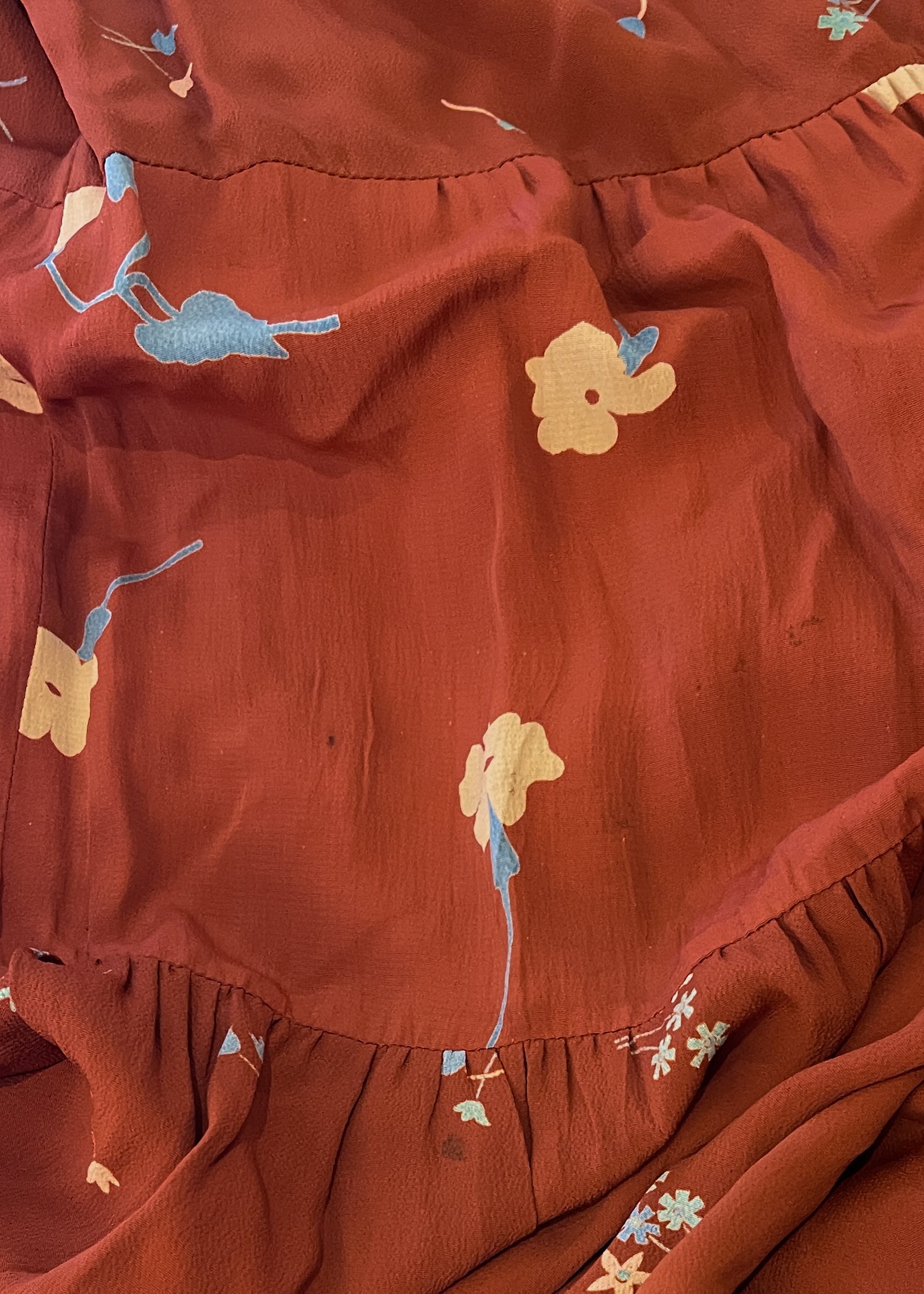 1970s Ossie Clark Floral Trapeze Dress