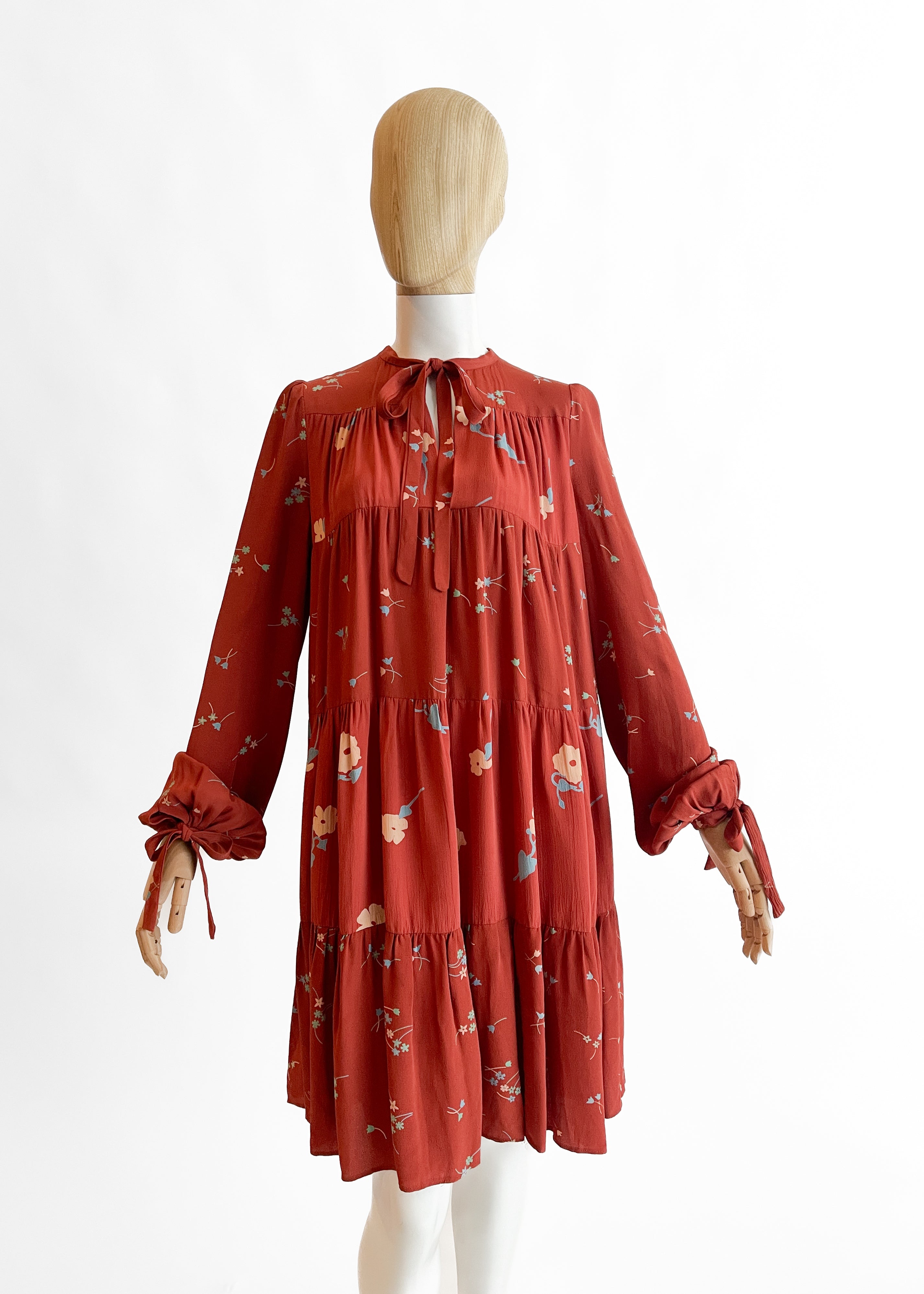 1970s Ossie Clark Floral Trapeze Dress