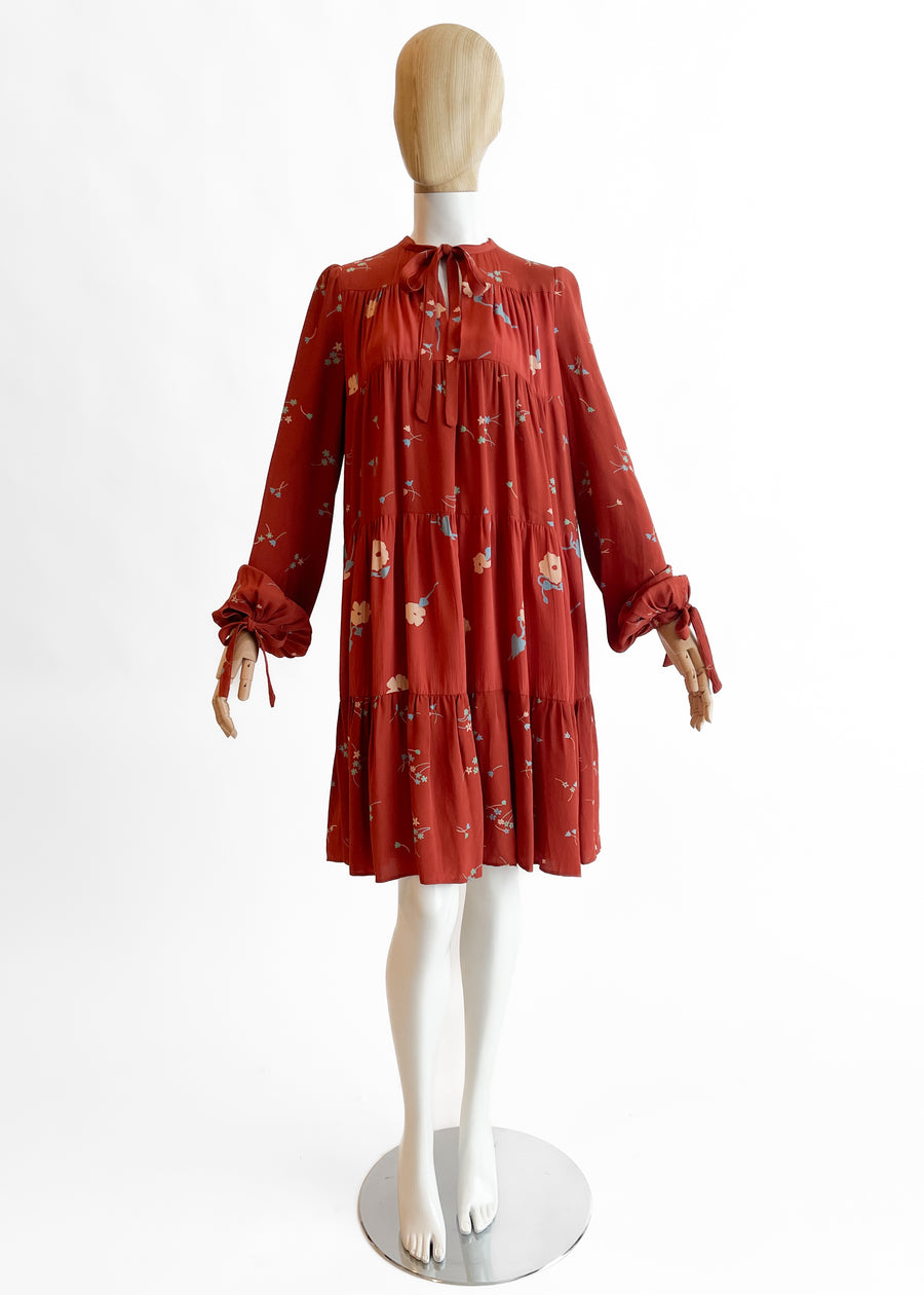 1970s Ossie Clark Floral Trapeze Dress