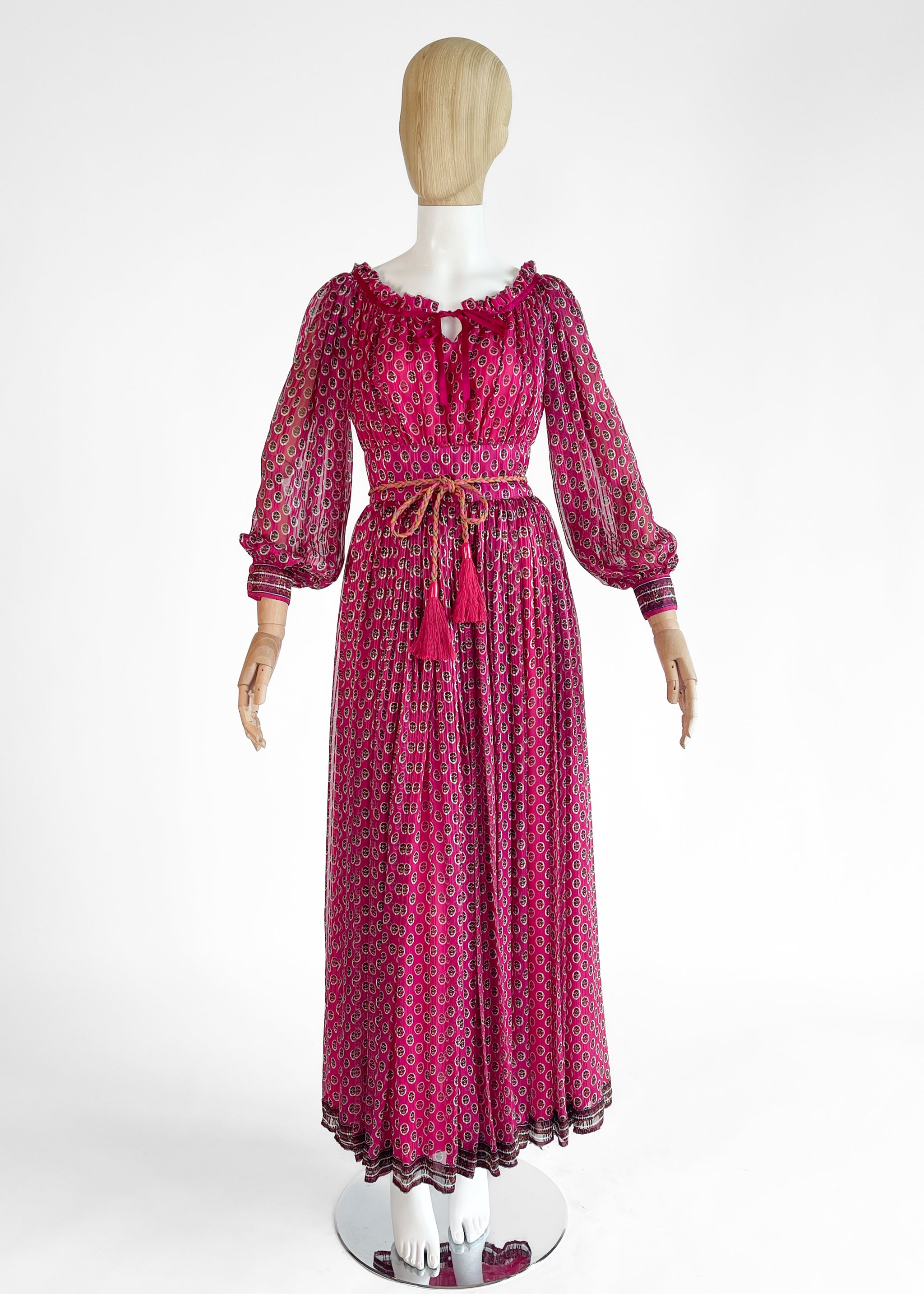 maxi dress 1970s Vintage 1970s Ungaro Silk Maxi Dress