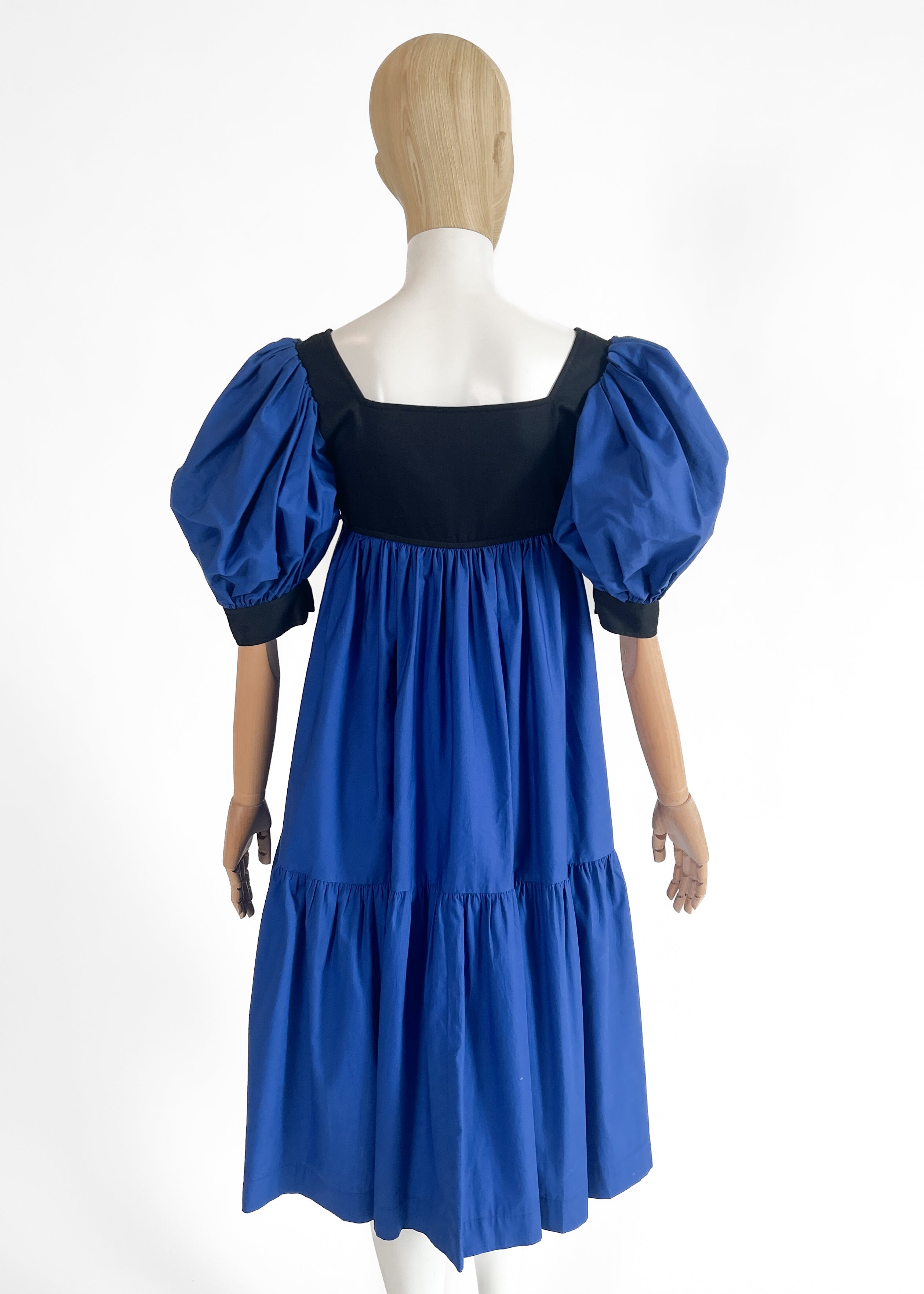1970s Yves Saint Laurent Rive Gauche Blue Color Block Dress