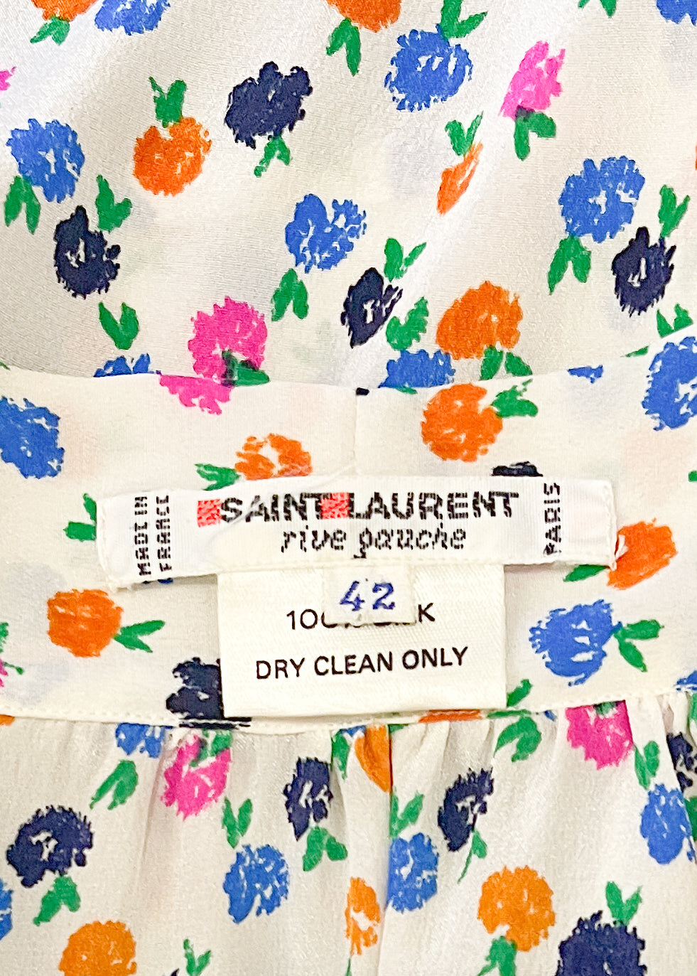 1970s Yves Saint Laurent Floral Silk Blouse