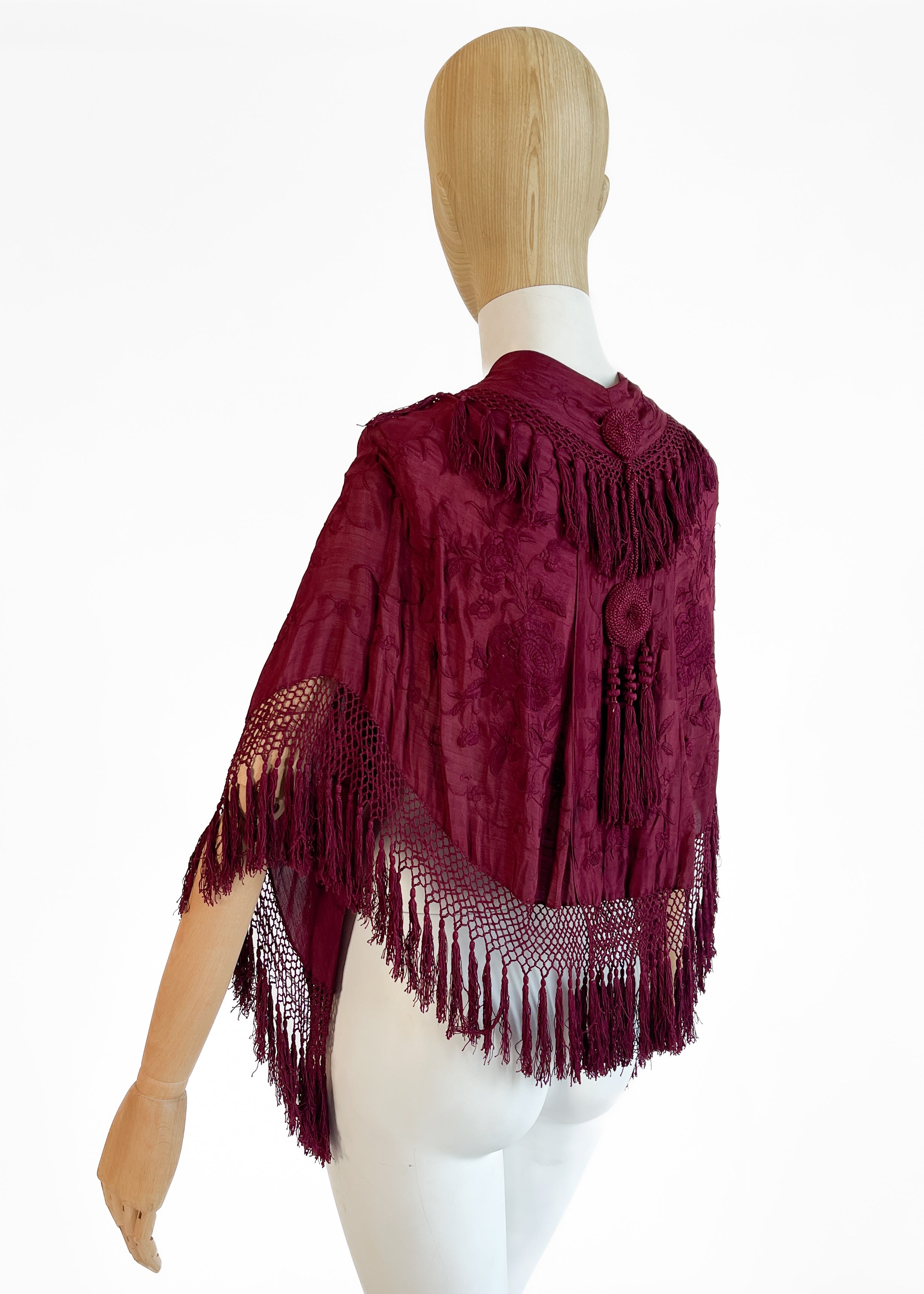 1920s Embroidered Cape with Fringe