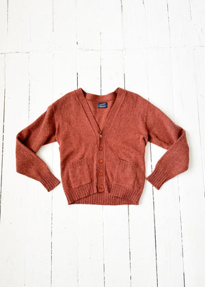 Vintage 1970s Orange Knit Cardigan