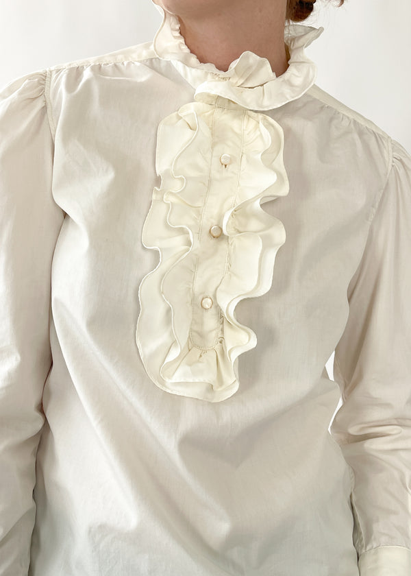 Ralph Lauren Kids ruffled-collar cotton shirt - White