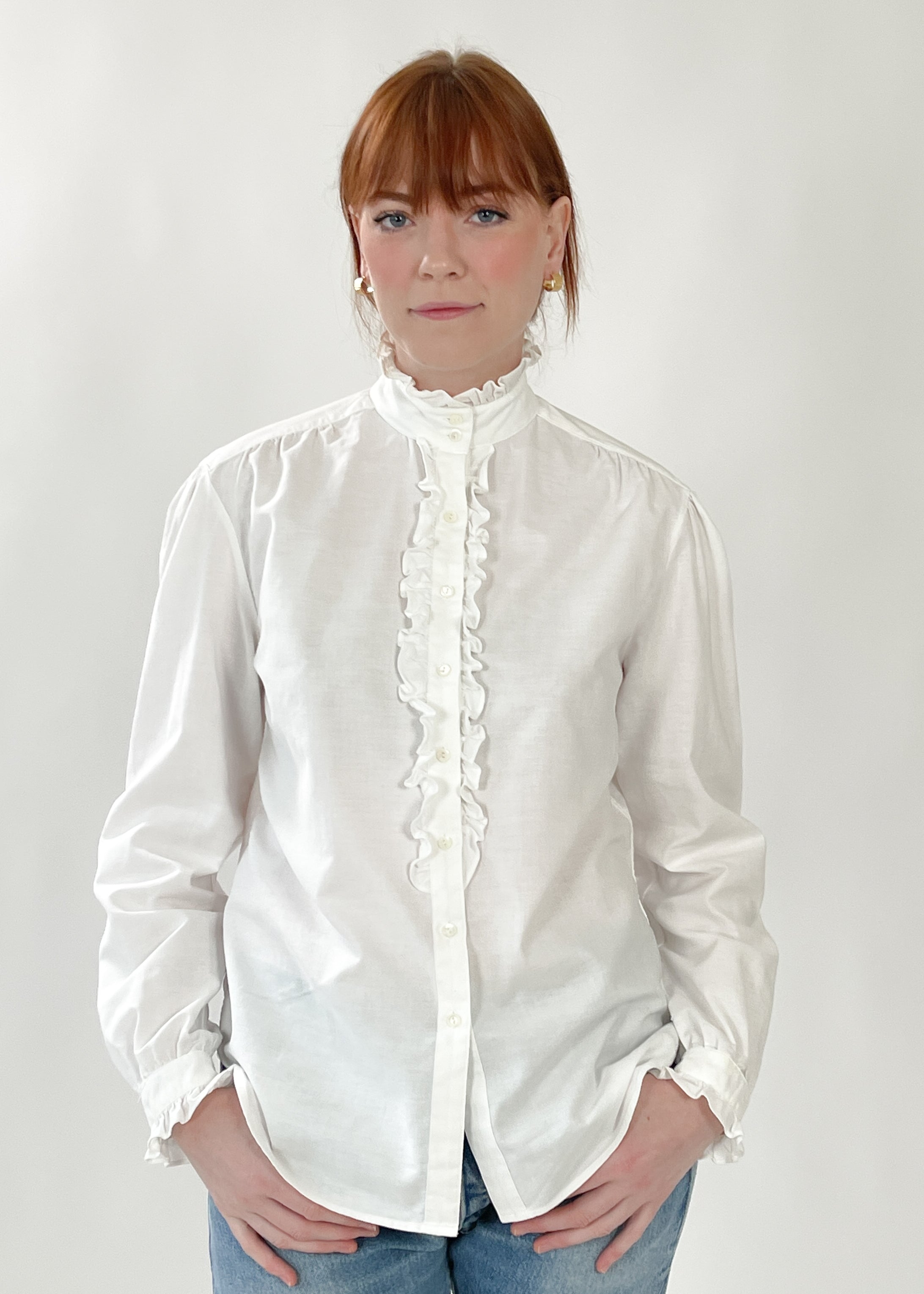 Vintage Ralph Lauren White Cotton Ruffle Shirt