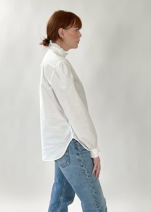 Vintage Ralph Lauren White Cotton Ruffle Shirt