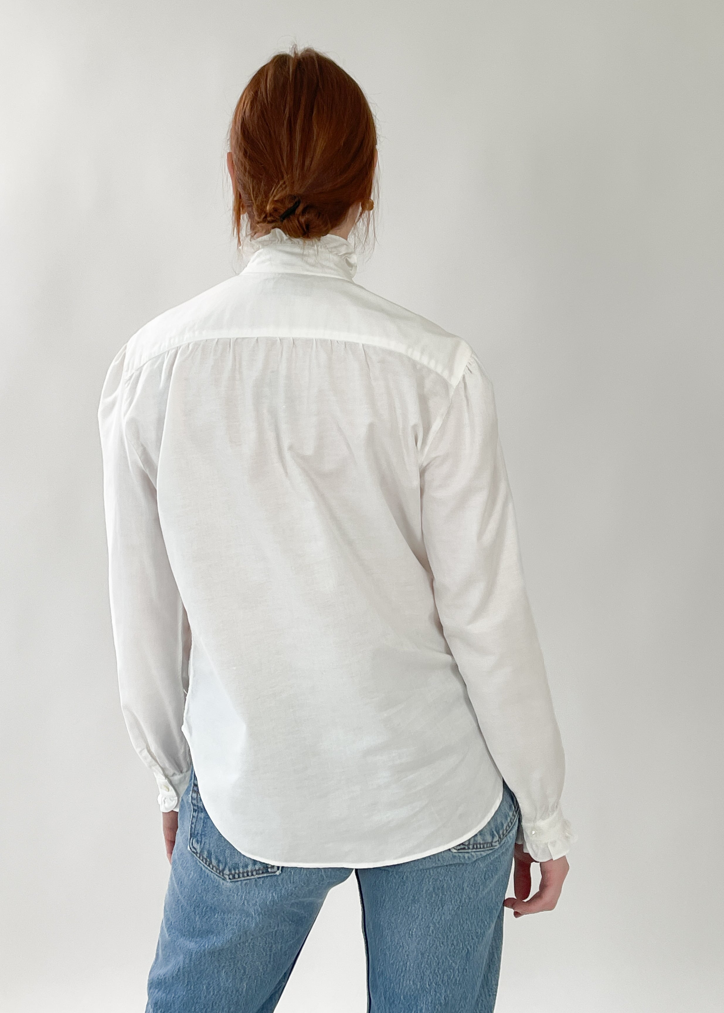 Vintage Ralph Lauren White Cotton Ruffle Shirt