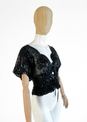 1980s Ungaro Sequined Lace Top