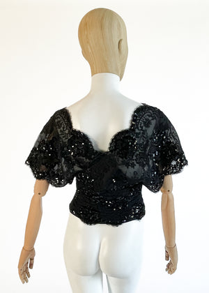 1980s Ungaro Sequined Lace Top