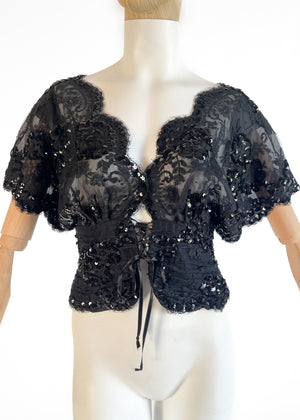 1980s Ungaro Sequined Lace Top
