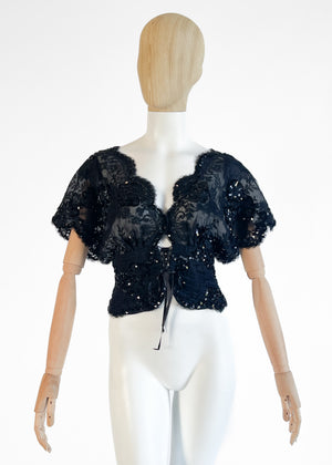 1980s Ungaro Sequined Lace Top