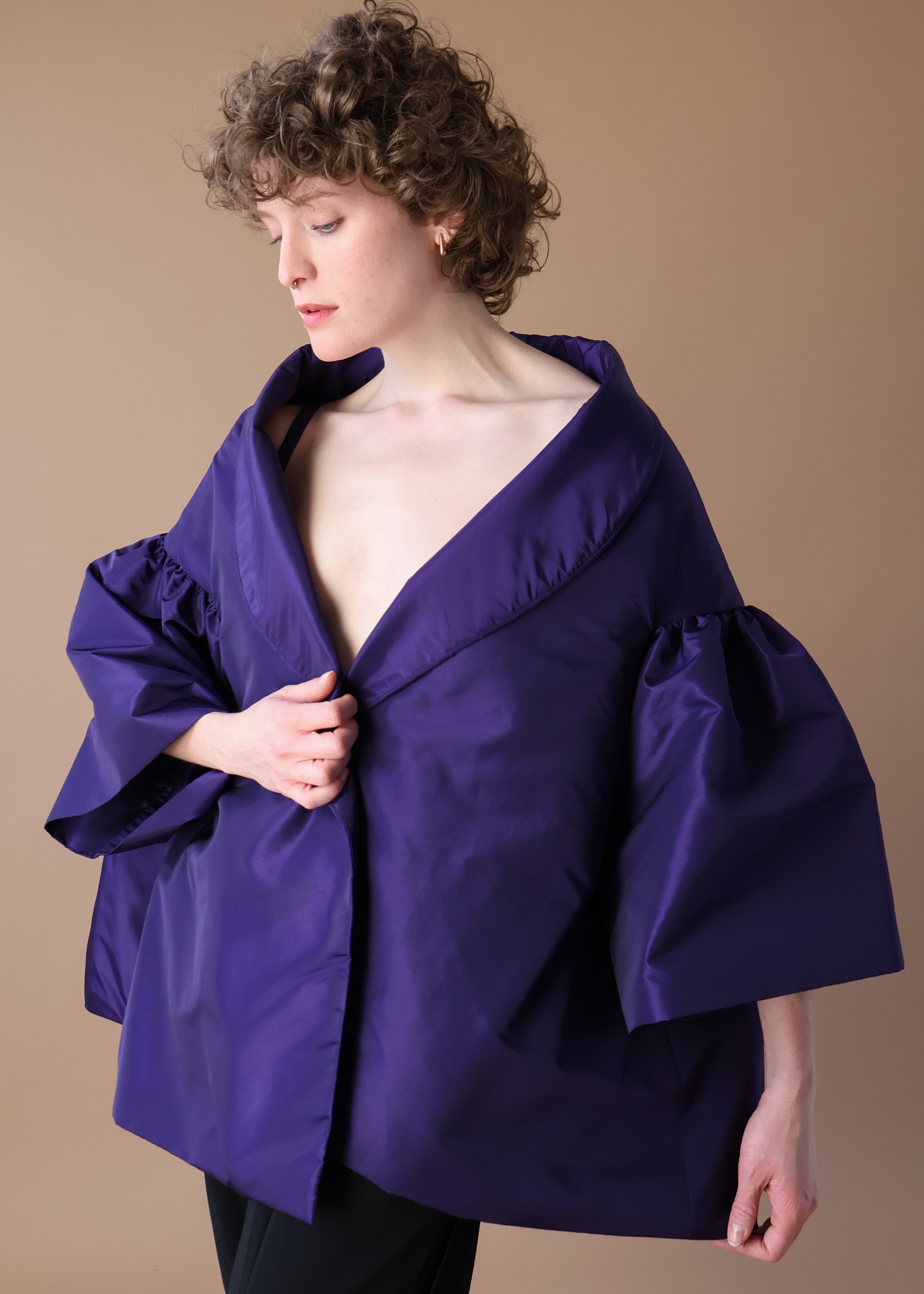 Vintage 1980s Victor Costa Taffeta Coat