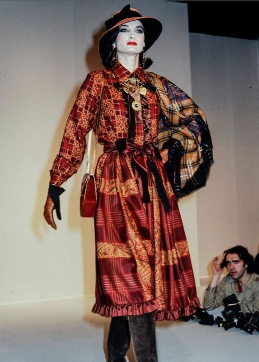 Vintage 1982 YSL Patchwork Tuxedo Shirt