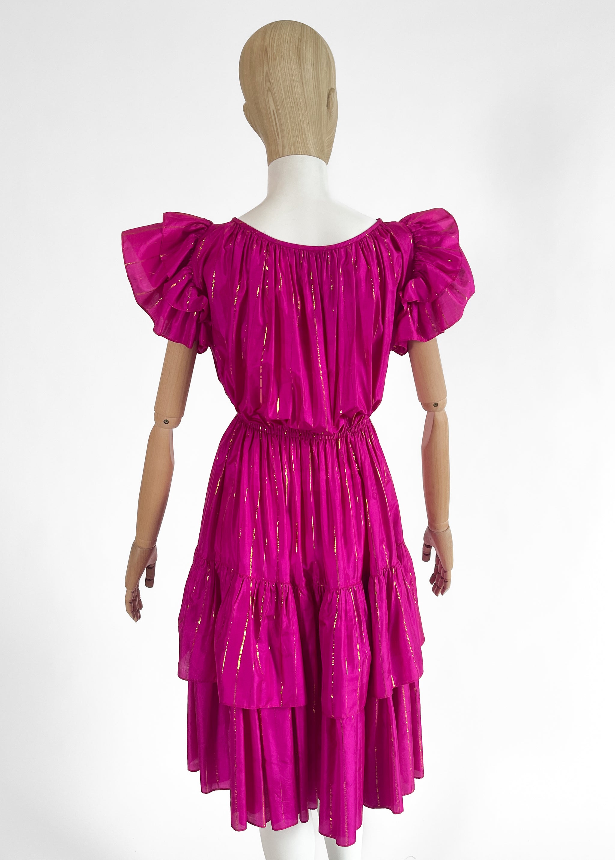 yves saint laurent pink dress Fall 1987 Yves Saint Laurent Runway Floral Pink Silk Dress w Lace & Se Shrimpton Couture