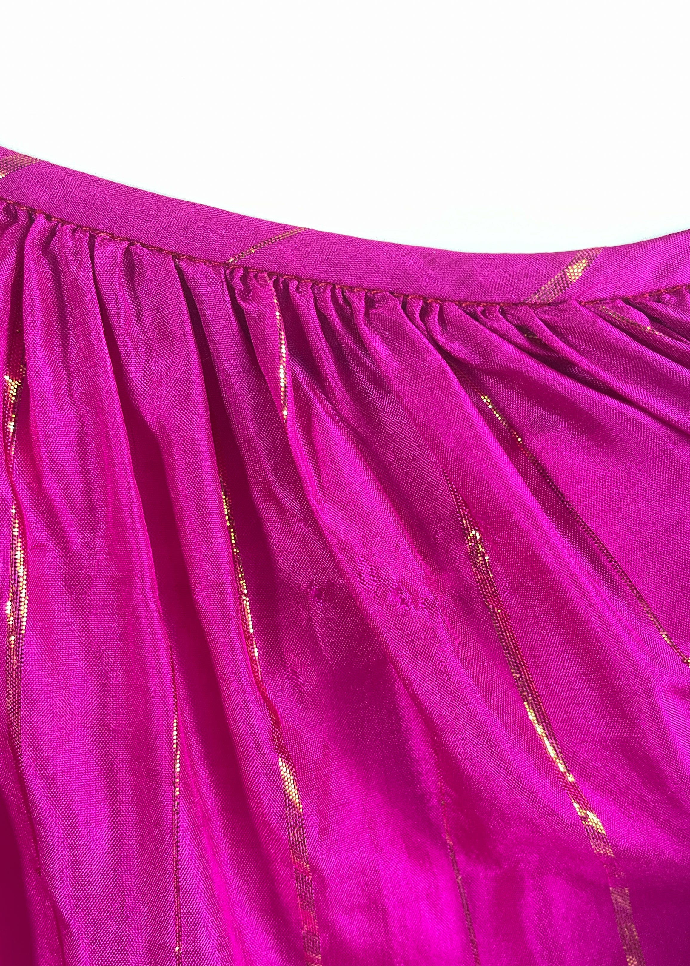 1980s Yves Saint Laurent Fuchsia Silk Dress