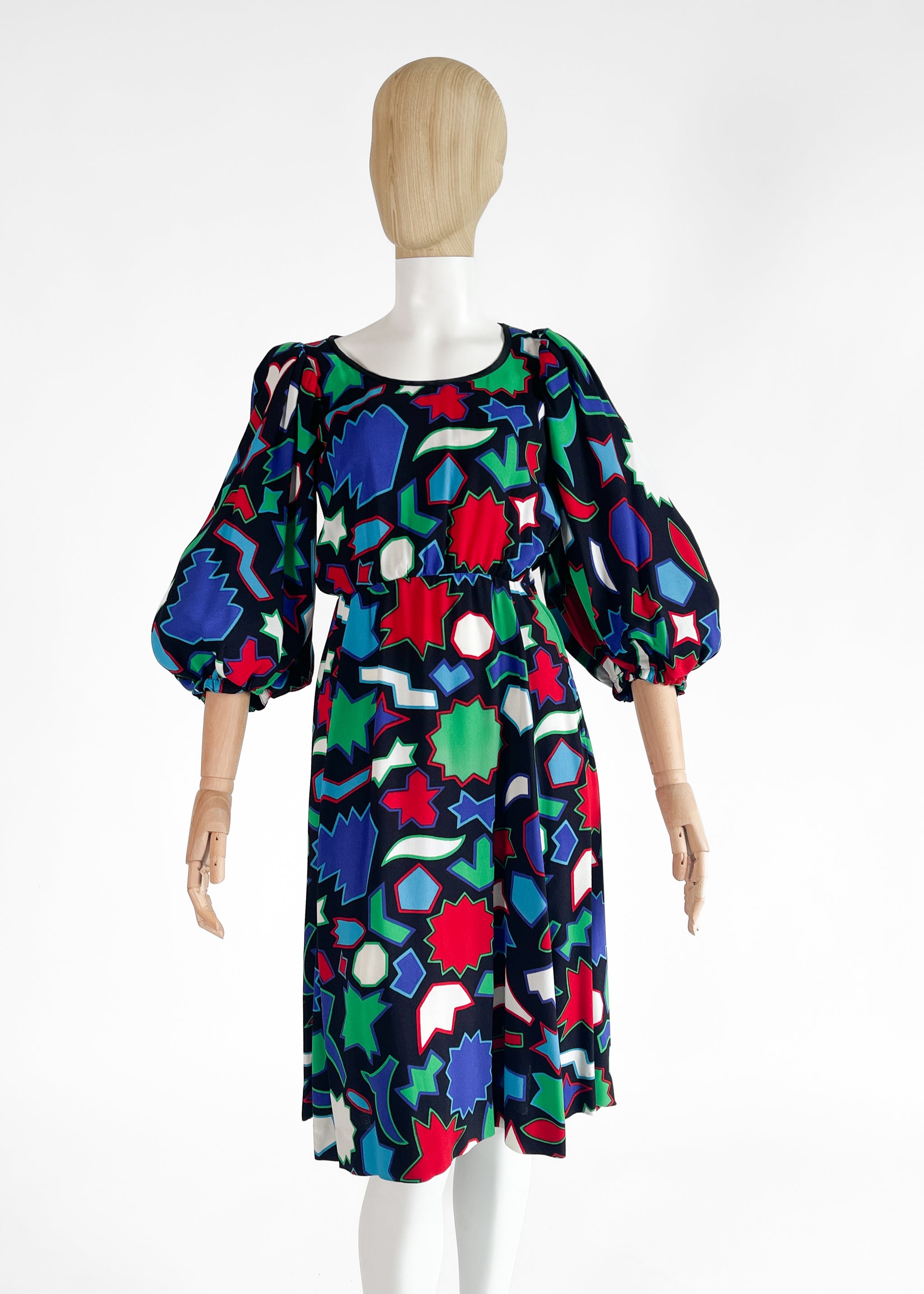 Vintage 1980s YSL Graphic Shapes Silk Dress - Raleigh Vintage Vintage 1980s YSL Graphic Shapes Silk Dress - Raleigh Vintage