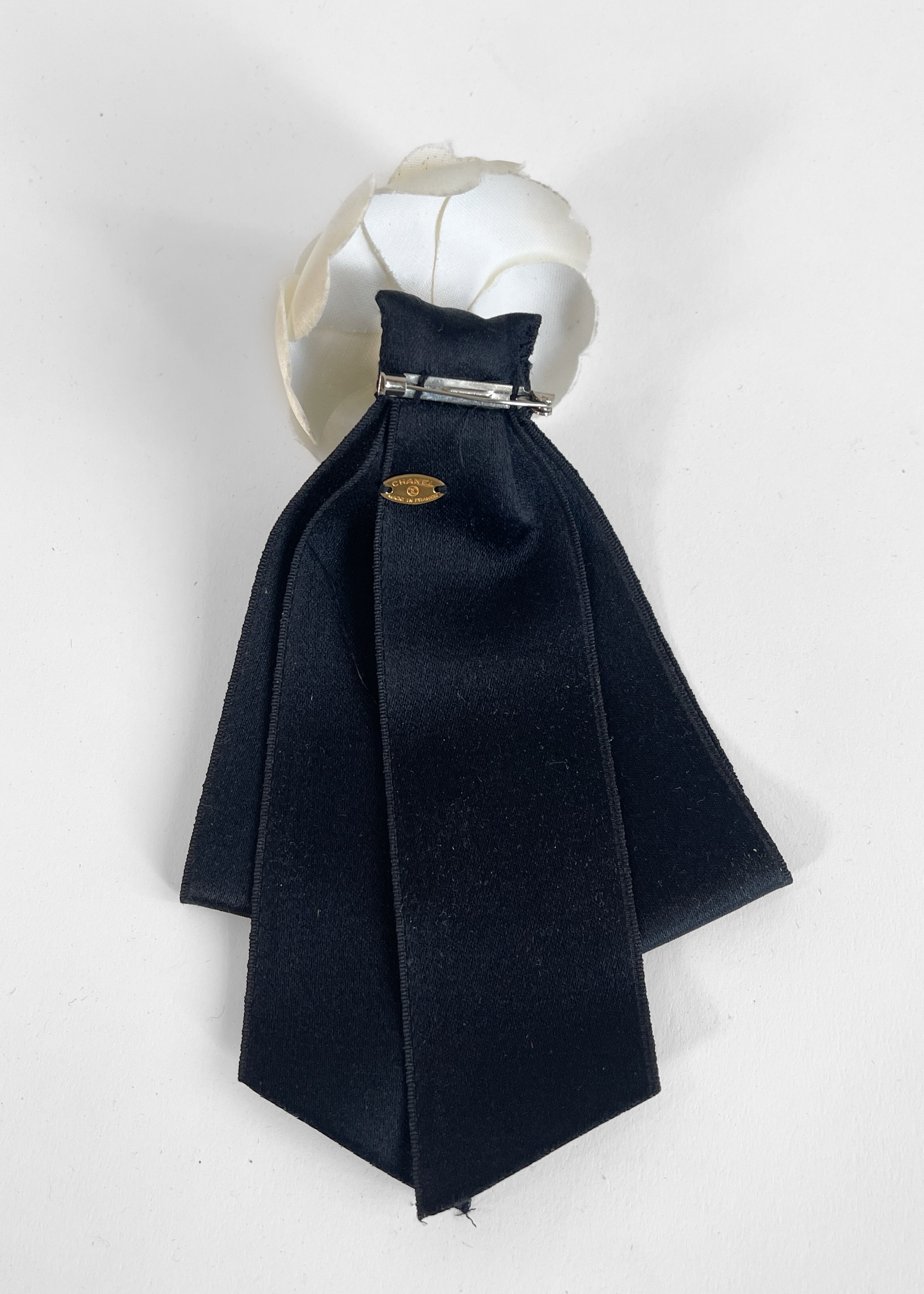 1990s Chanel Camellia & Ribbon Brooch — Made in France