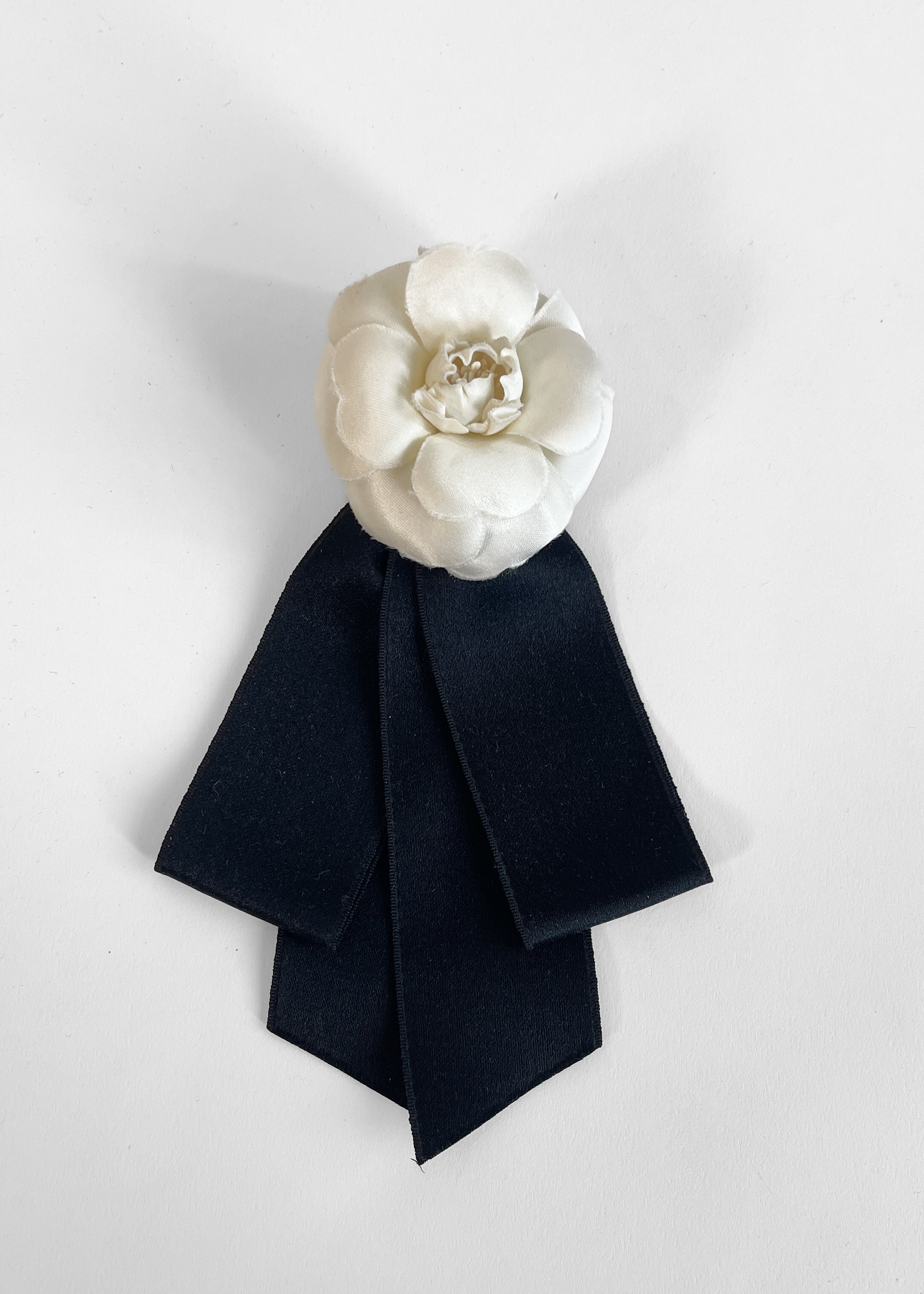 1990s Chanel Camellia and Ribbon Brooch